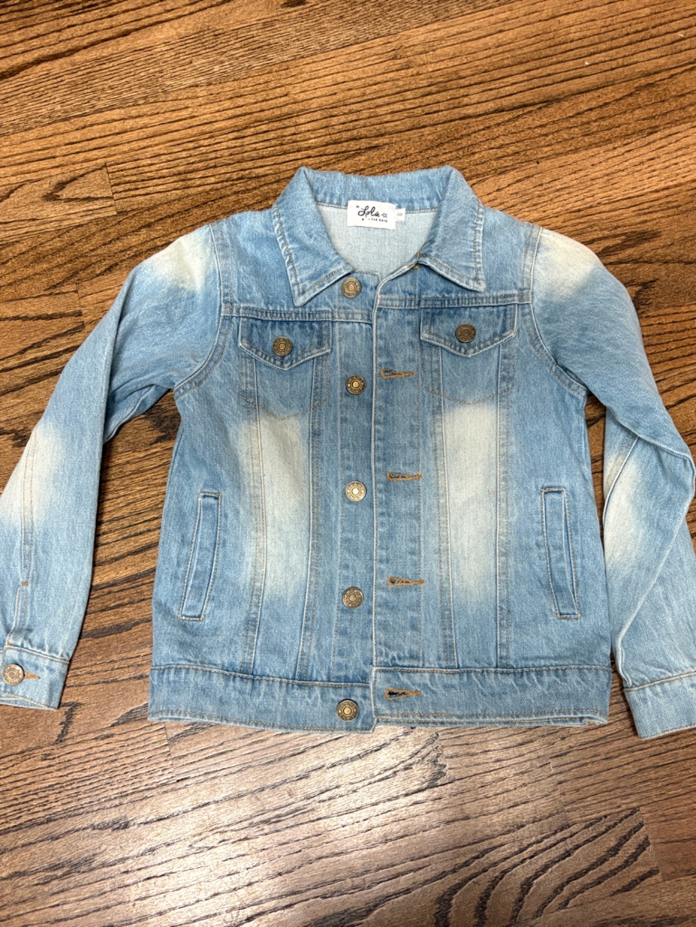 Lola + The Boys Light Blue Denim Jacket with angel wings